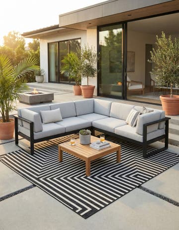 12' x 12' Easy-Clean Modern Indoor / Outdoor Square Rug