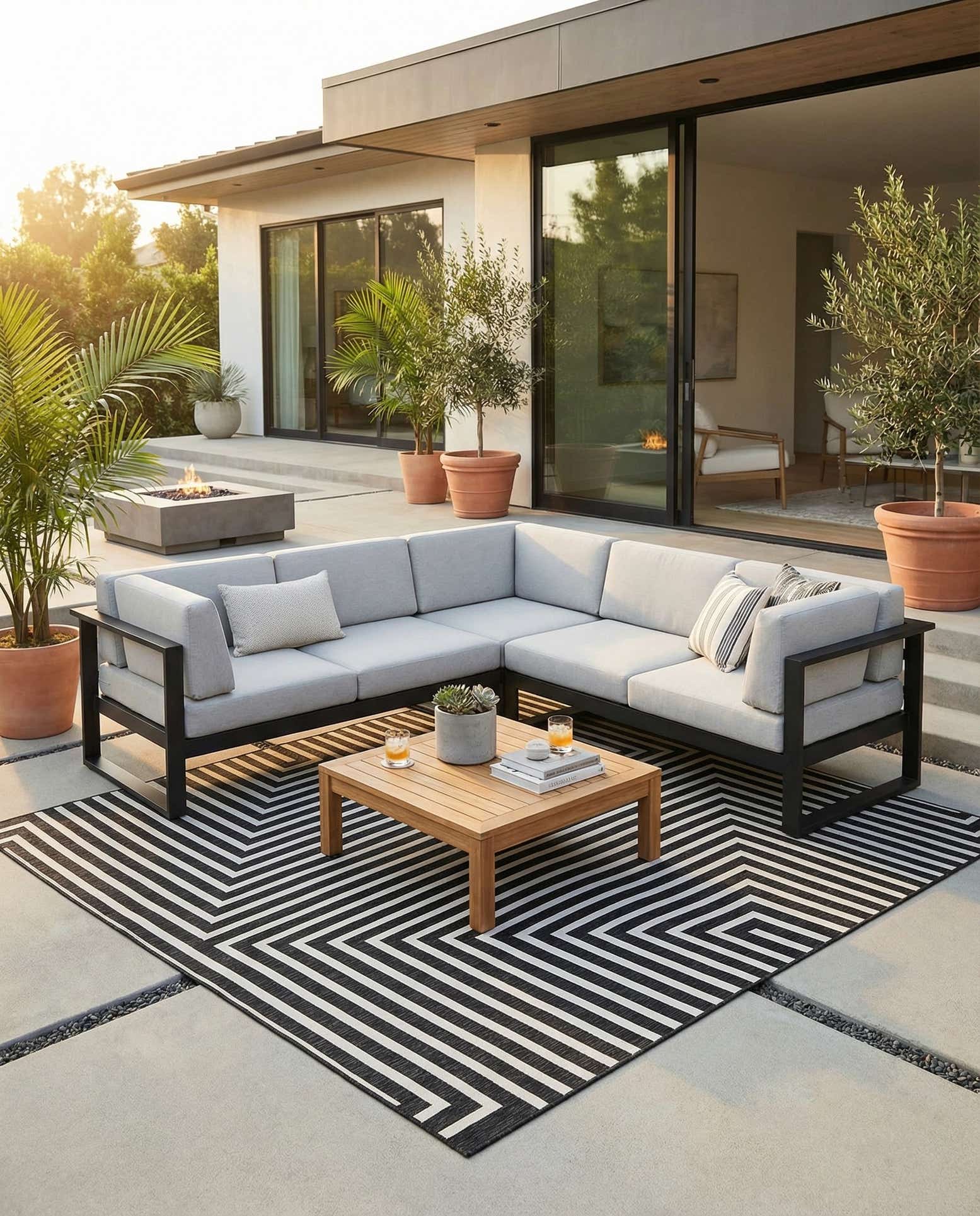 12' x 12' Easy-Clean Modern Indoor / Outdoor Square Rug