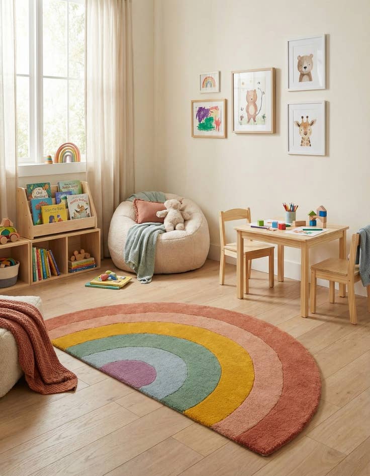 Detail image of 2' 4 x 4' 1 Playtime Kids Wool Freeform Rug