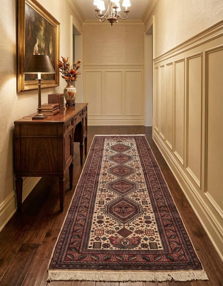 Detail image of  3' x 9' 4  Hand Knotted Shirvan Wool Runner Rug