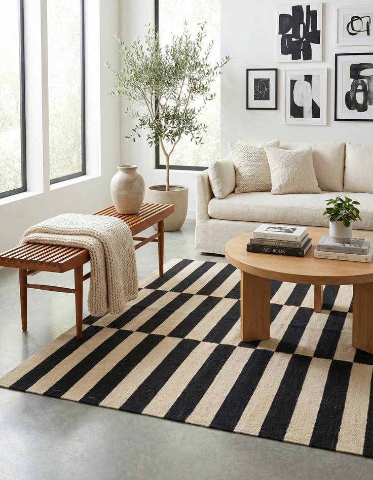 Detail image of 3' 6 x 4' 10  Hand Woven Kilim Modern Wool Rug