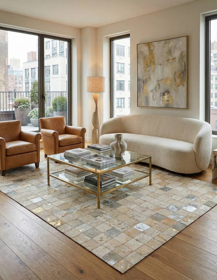 Detail image of 4' 11 x 7' 11 Cowhide - Patchwork Rug