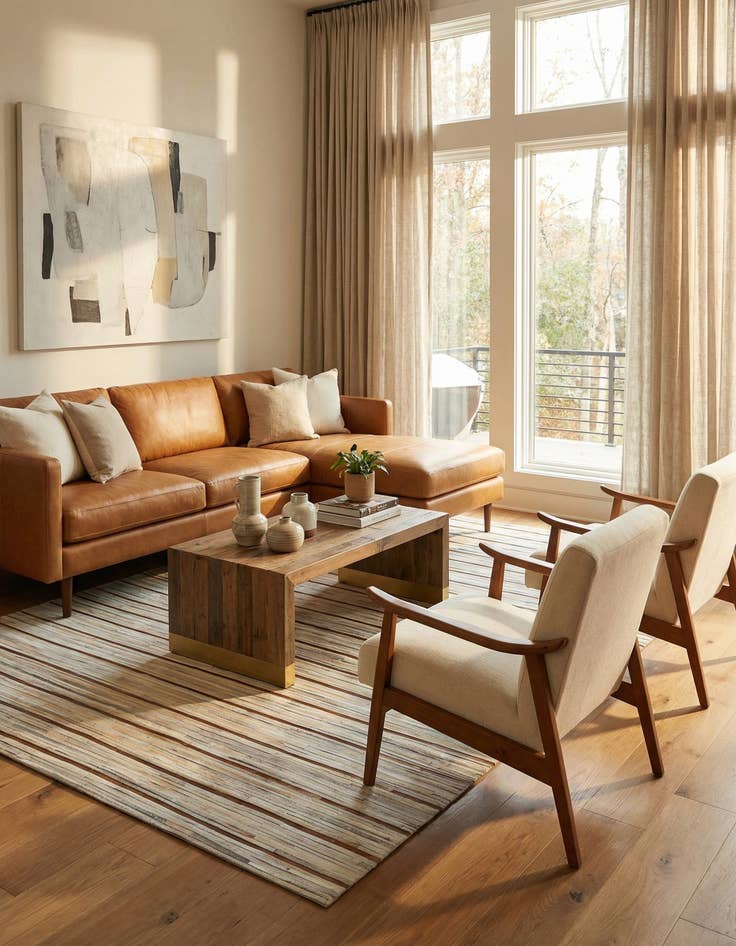 Detail image of 5' x 8' 2 Cowhide Leather Rug