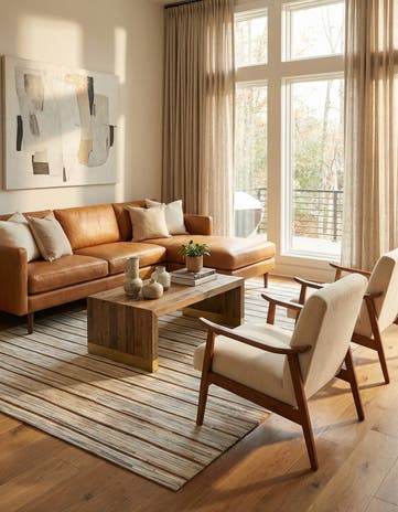 5' x 8' 2 Cowhide Leather Rug