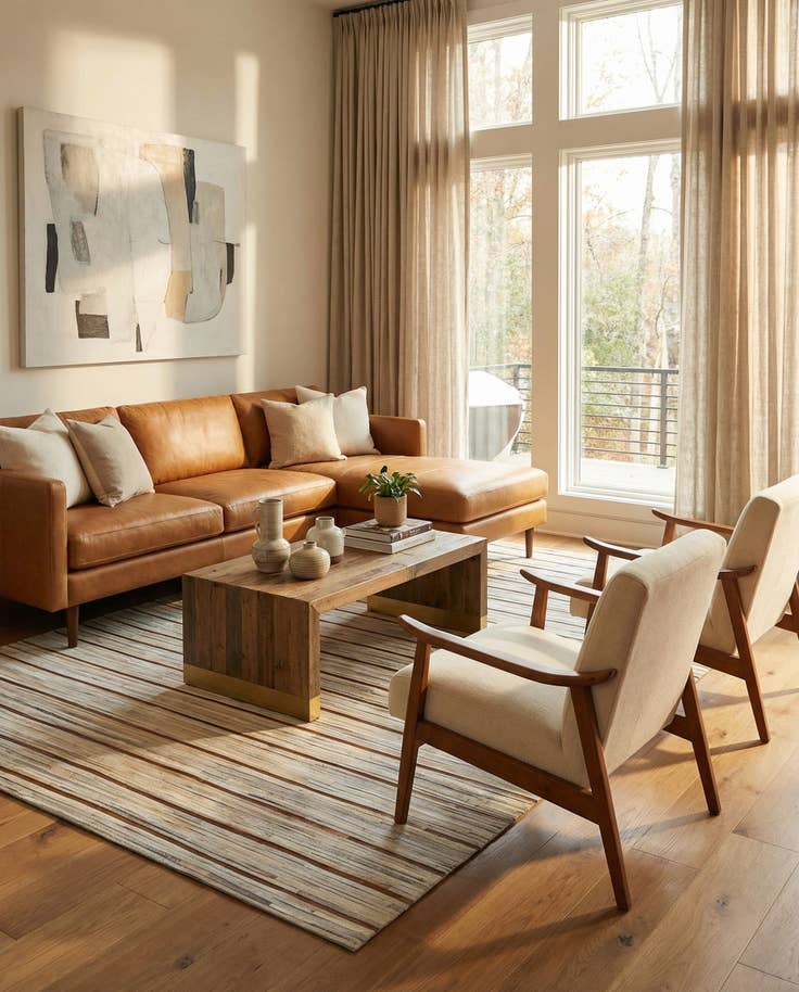 Detail image of 5' x 8' 2 Cowhide Leather Rug