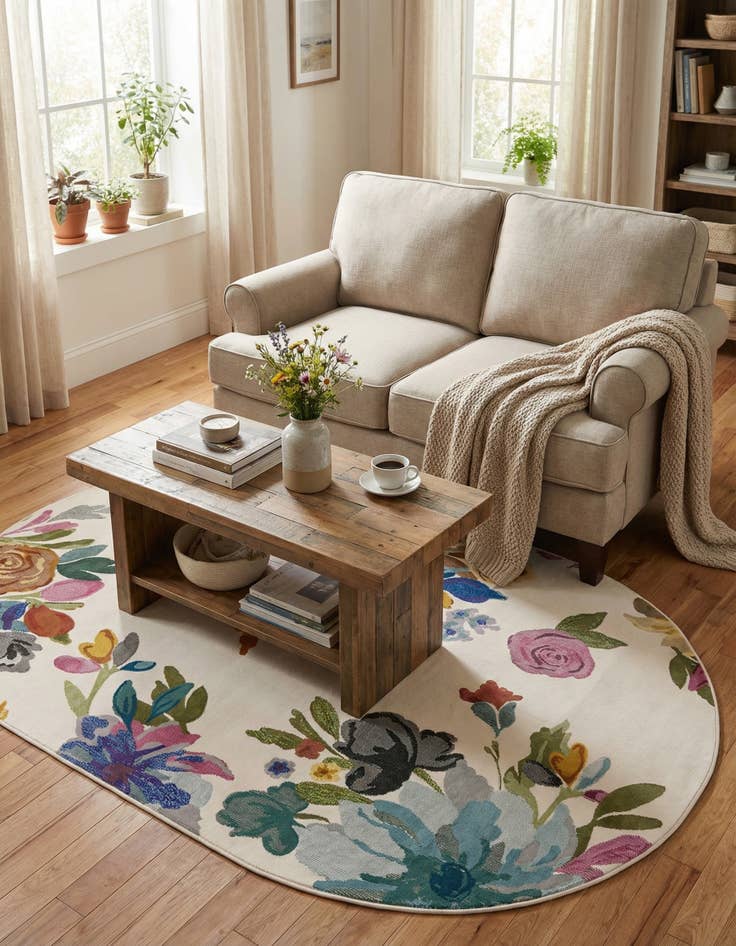 Detail image of  5' 3 x 7' 10 Blossom Oval Rug