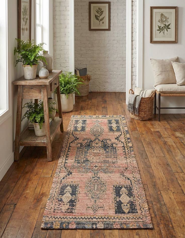 Detail image of 2' 2 x 6' 1 Hand Woven Chenille Jute Runner Rug