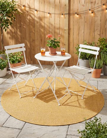 Corn Harvest Yellow Easy-Clean Solid Indoor / Outdoor Round Rug
