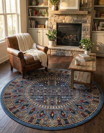 7' 10 x 7' 10 Bokhara Round Rug