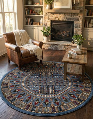 Blue Bokhara Round Rug