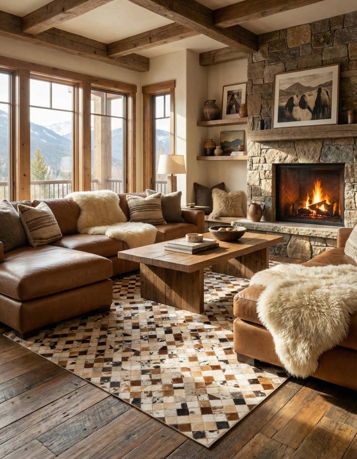 Detail image of  5' x 8' Cowhide Leather Rug