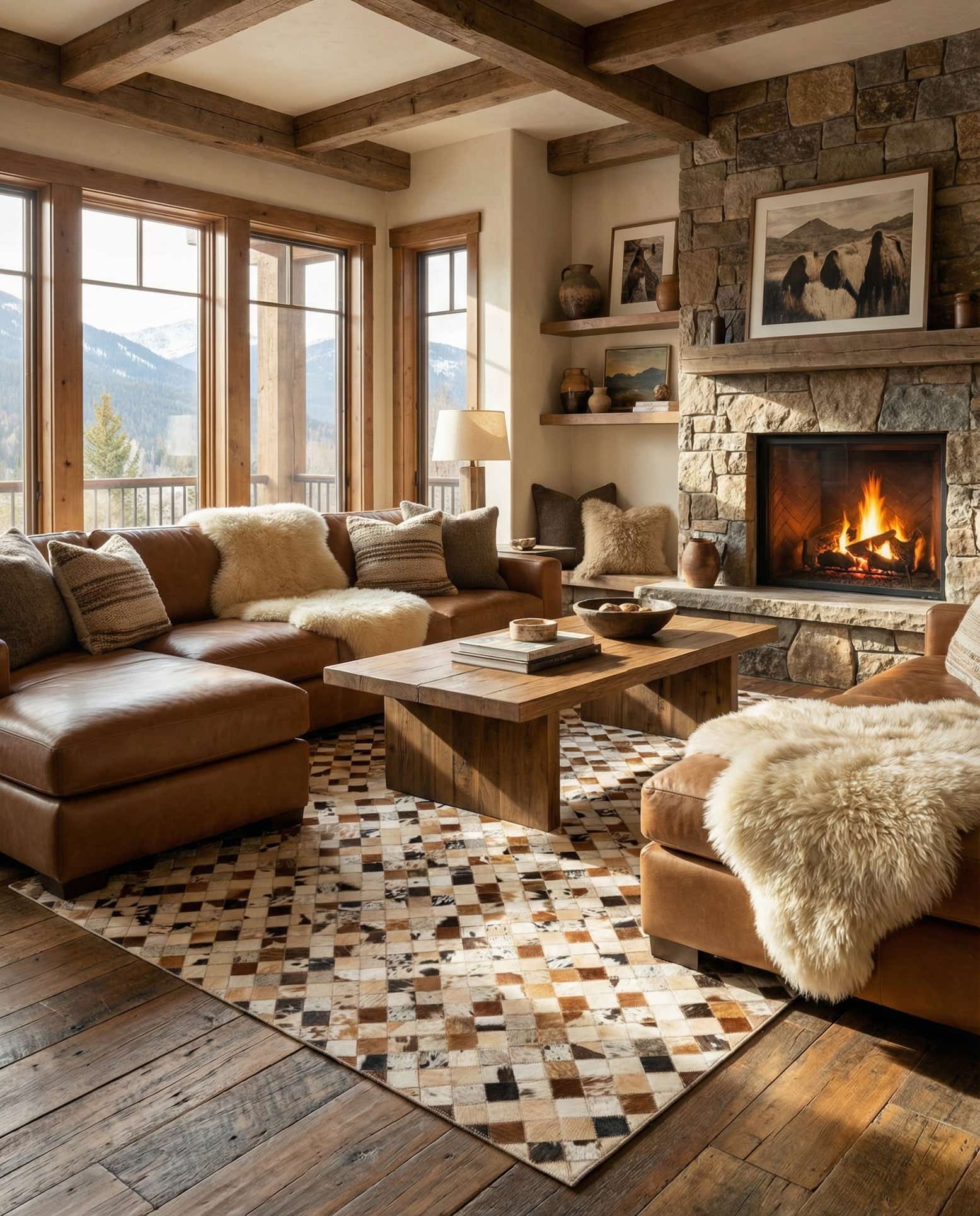 5' x 8' Cowhide Leather Rug