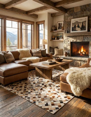 5' x 8' Cowhide Leather Rug