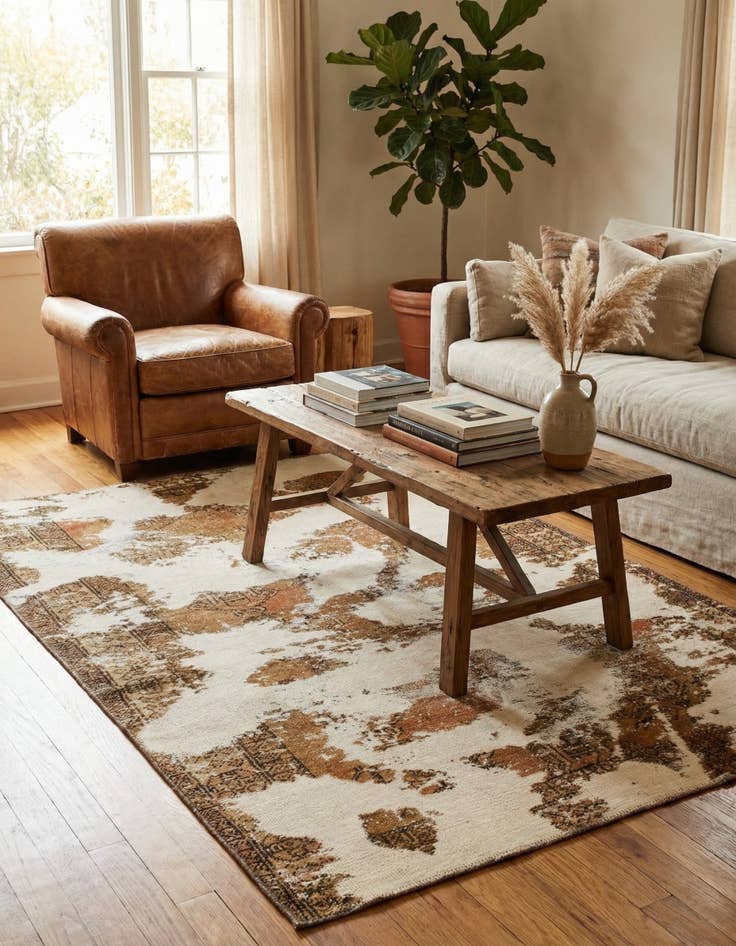 Detail image of 3' 9 x 6'  Hand Knotted Ultra Vintage Persian Wool Rug