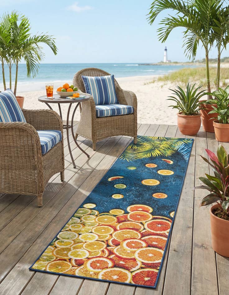 Detail image of 2' 7 x 12'  Washable Coastal Indoor / Outdoor Runner Rug