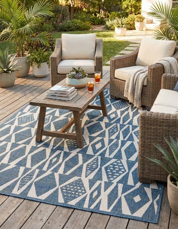Blue Easy-Clean Baja Indoor / Outdoor Rug