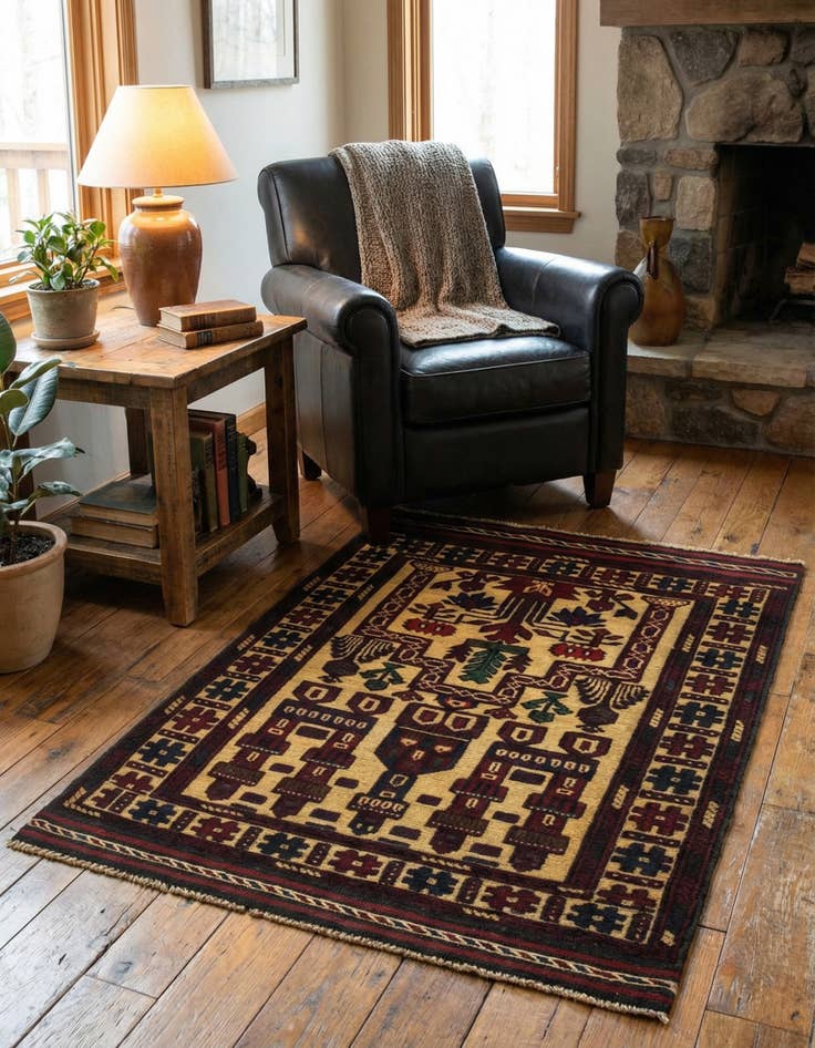 Detail image of  2' 10 x 4'  Hand Knotted Sumak Wool Rug