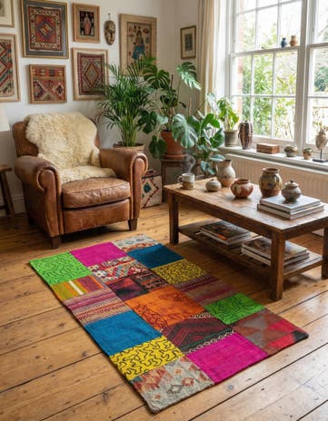 2' 2 x 4' 2 Hand Woven Kilim Patchwork Wool Rug