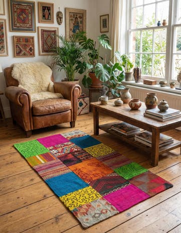 2' 2 x 4' 2 Hand Woven Kilim Patchwork Wool Rug