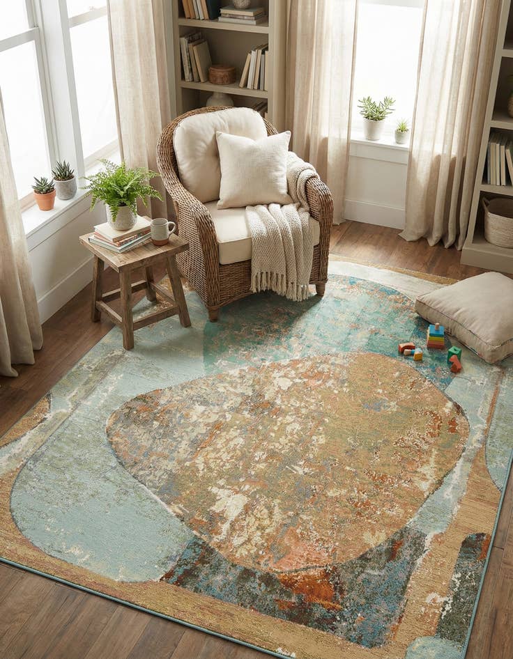 Detail image of 7' 10 x 10' Easy-Clean Modern Indoor / Outdoor Rug