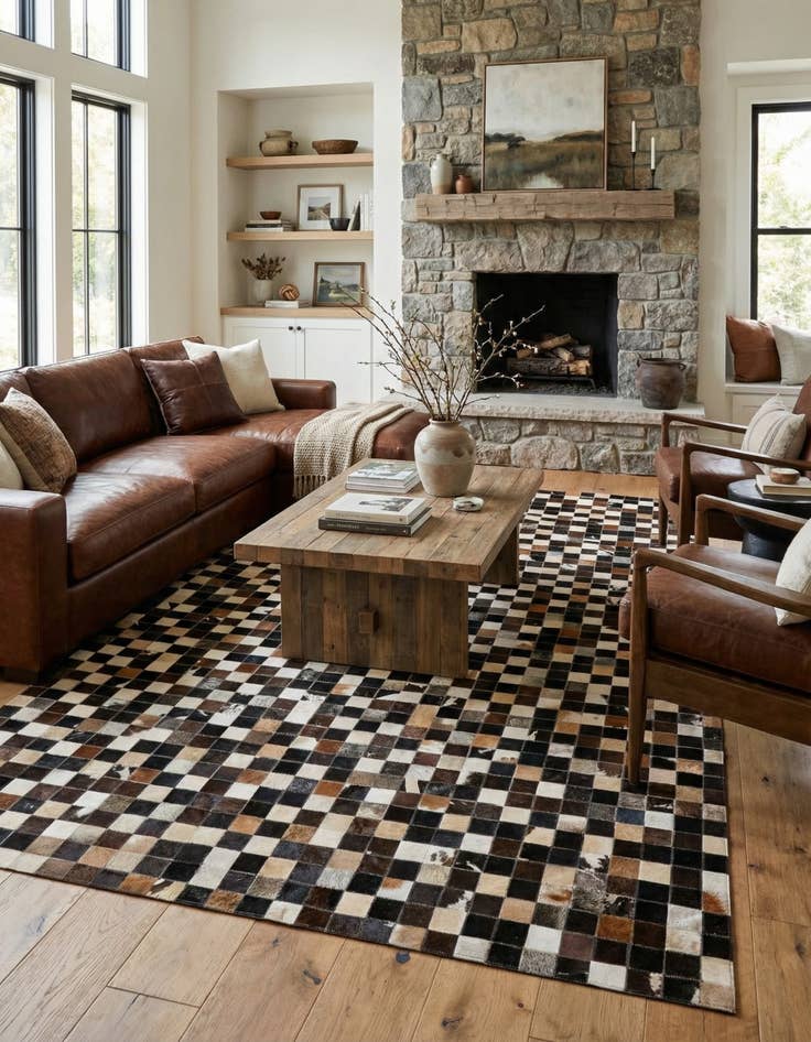 Detail image of  5' x 8' Cowhide - Patchwork Rug