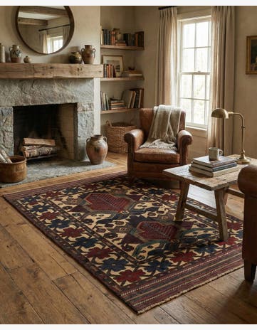 3' 11 x 5' 9 Hand Knotted Sumak Wool Rug