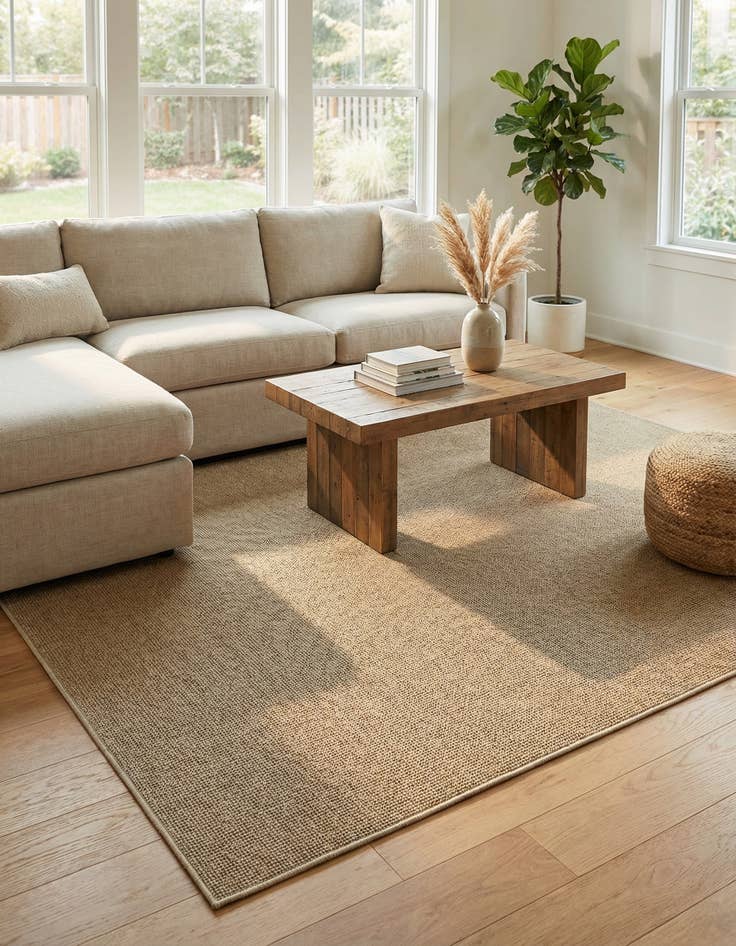 Detail image of  5' 3 x 8'  Washable Solid Indoor / Outdoor Rug