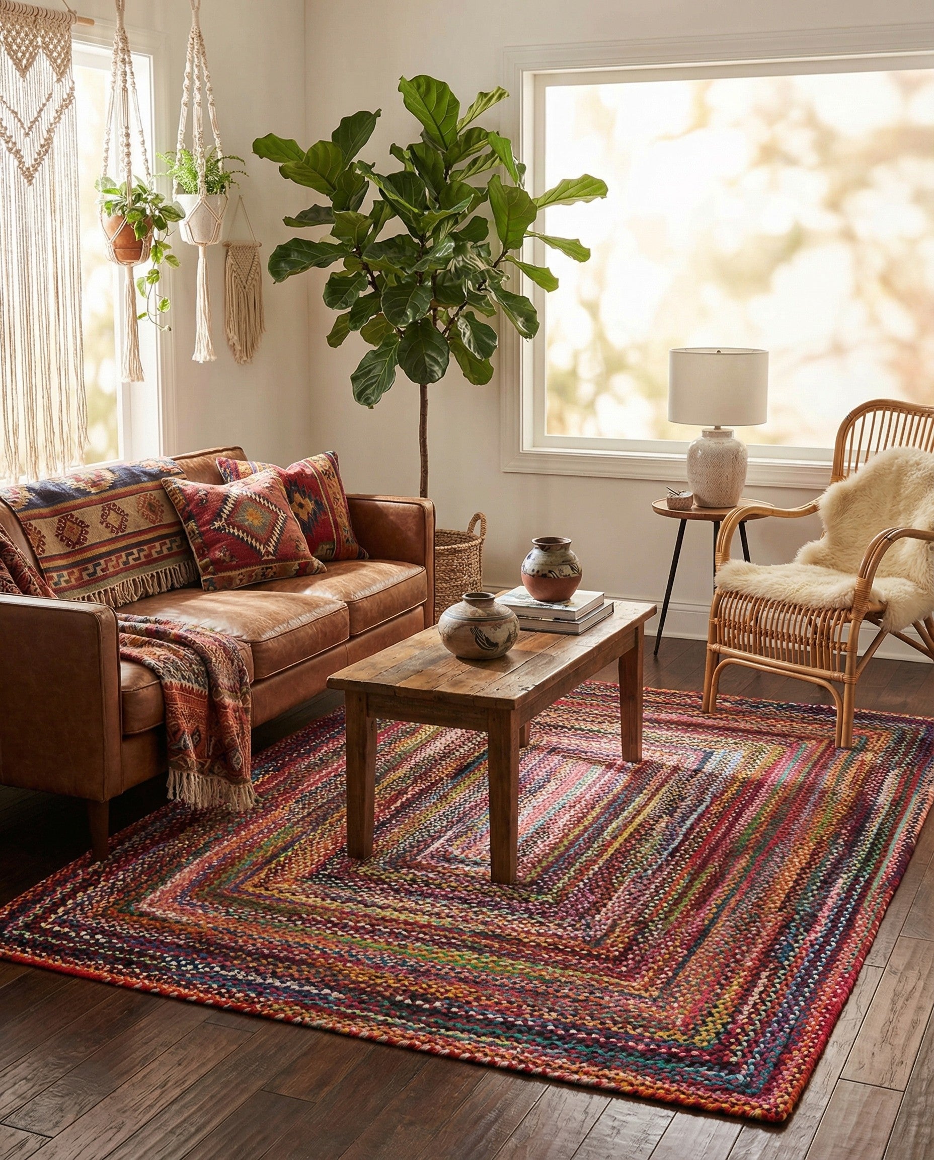  8' x 11'  Hand Braided Chindi Rug