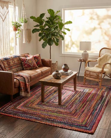  8' x 11'  Hand Braided Chindi Rug