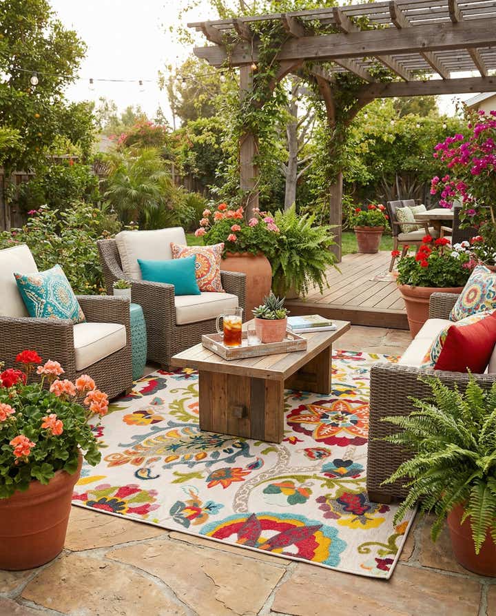 7' 10 x 7' 10 Easy-Clean Casablanca Indoor / Outdoor Square Rug