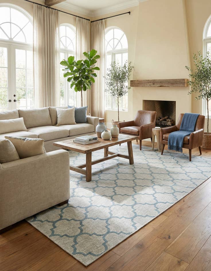 Detail image of 13' x 13'  Washable Trellis Indoor / Outdoor Square Rug