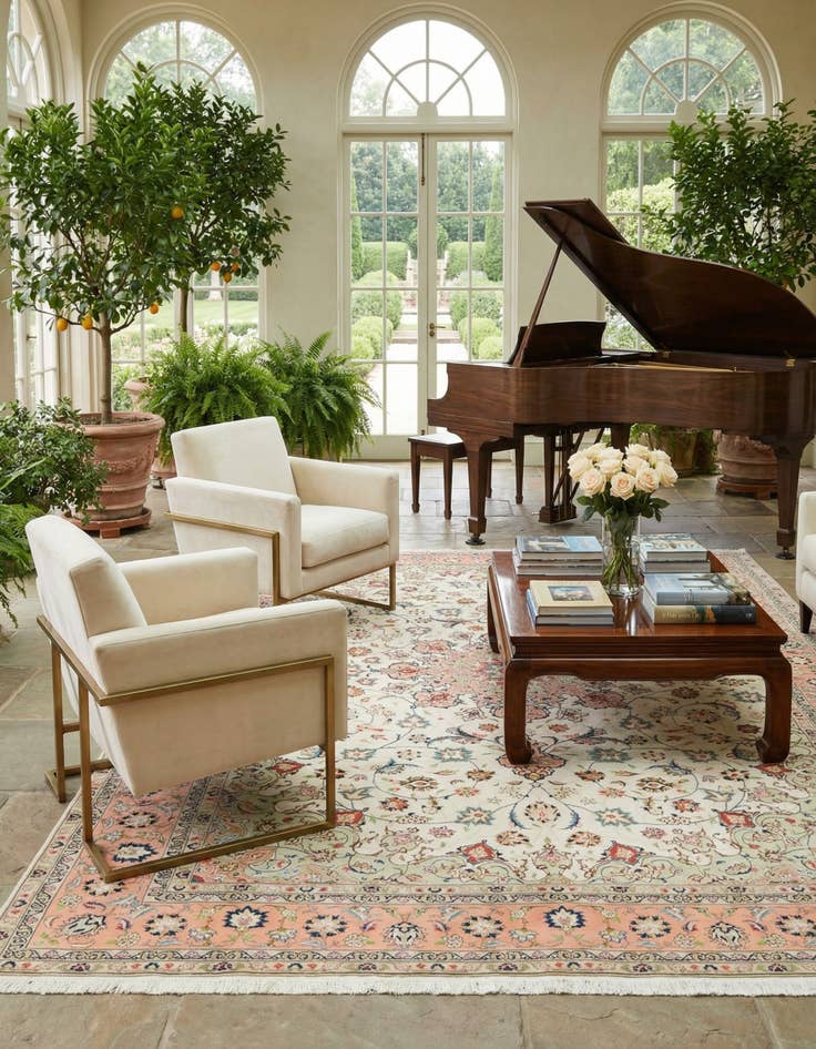 Detail image of  6' 5 x 10' 2  Hand Knotted Isfahan Persian Rug