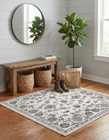 white Gray Boston Square Rug