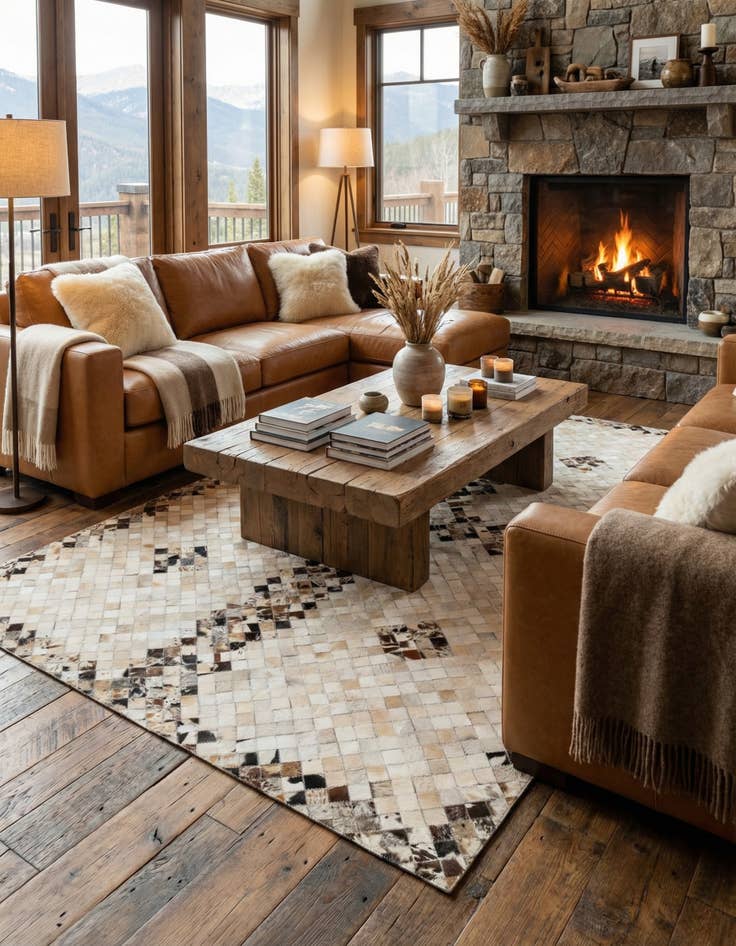 Detail image of 5' x 7' 10 Cowhide Stocks Rug