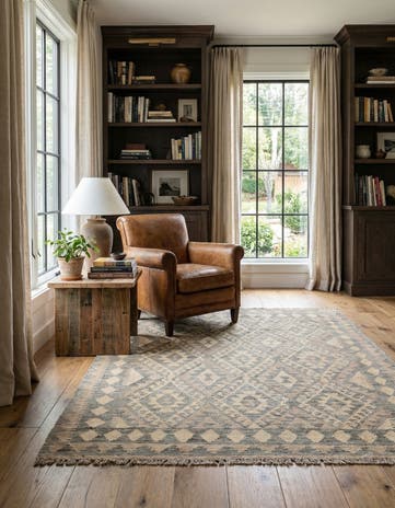 4' 3 x 5' 9 Hand Woven Kilim Maymana Wool Rug
