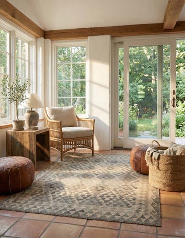 4' x 5' 11 Hand Woven Kilim Maymana Wool Rug