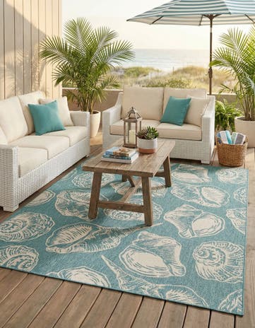 Aqua Easy-Clean Coastal Indoor / Outdoor Rug