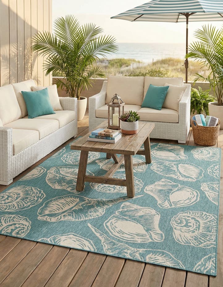 7' 10 x 10' Easy-Clean Coastal Indoor / Outdoo...