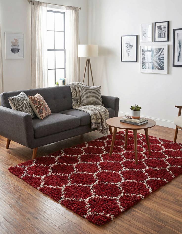 Detail image of  5' 3 x 5' 3 Lattice Shag Square Rug