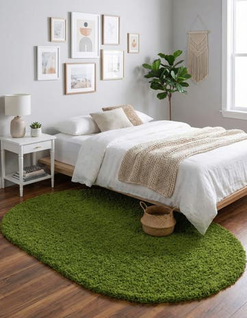 5' 3 x 8' Solid Shag Oval Rug