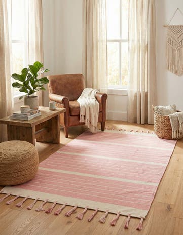 5' 1 x 8' Hand Woven Chindi Cotton Rug