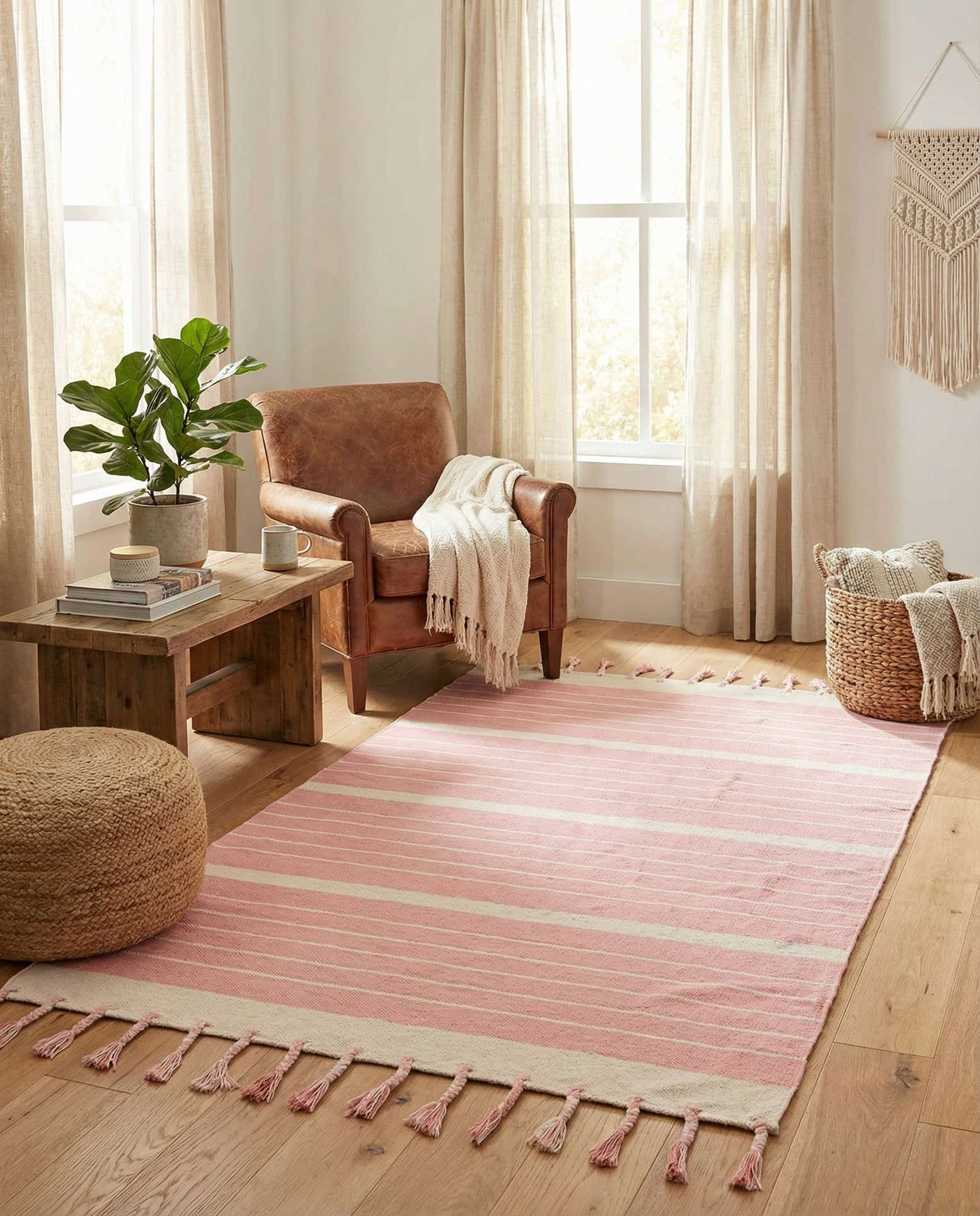 5' 1 x 8' Hand Woven Chindi Cotton Rug