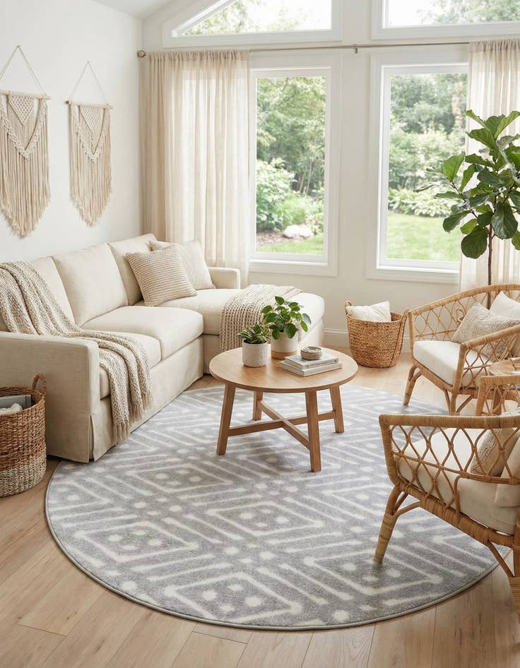 Detail image of 8' x 8'  Washable Sabrina Soto Ella Indoor / Outdoor Round Rug