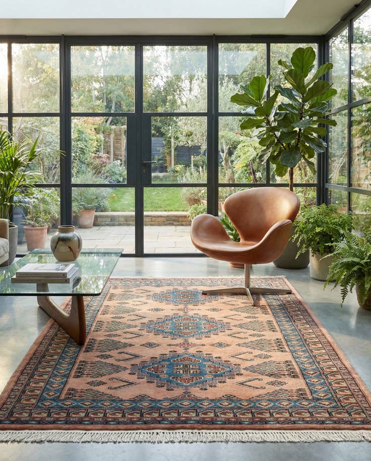 Detail image of 4' 3 x 6' Hand Knotted Bokhara Oriental Wool Rug