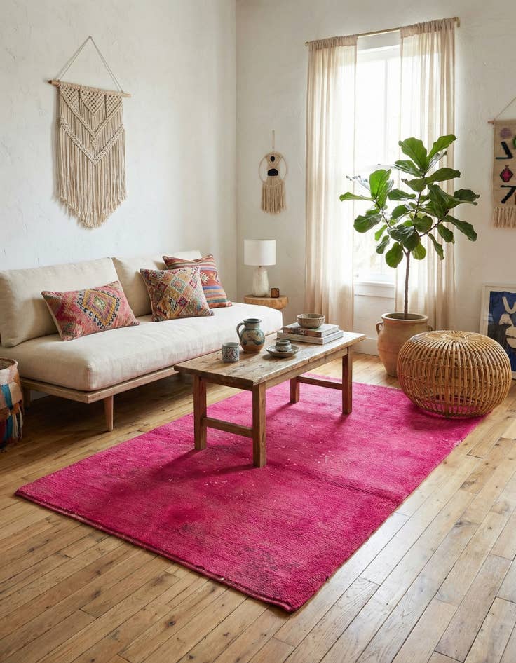 Detail image of 3' 11 x 6' 4 Hand Knotted Moroccan Wool Rug