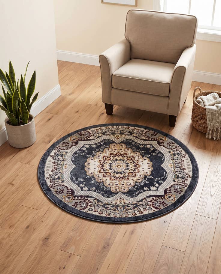 Detail image of 3' 3 x 3' 3 Kamala Washable Round Rug
