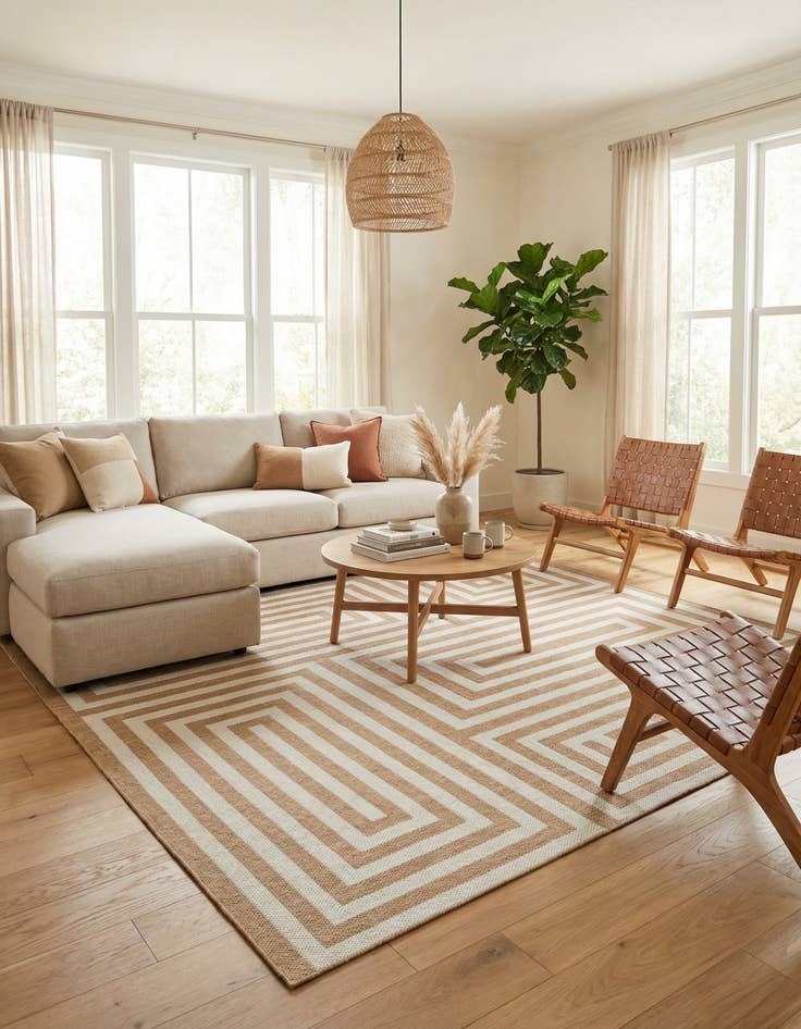 Detail image of  10' x 10'  Washable Modern Indoor / Outdoor Square Rug