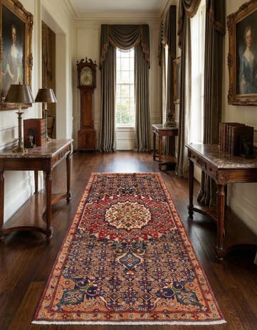 4' 3 x 9' 5 Hand Knotted Tabriz Persian Wool Runner Rug