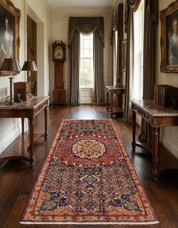 4' 3 x 9' 5 Hand Knotted Tabriz Persian Wool Runner Rug