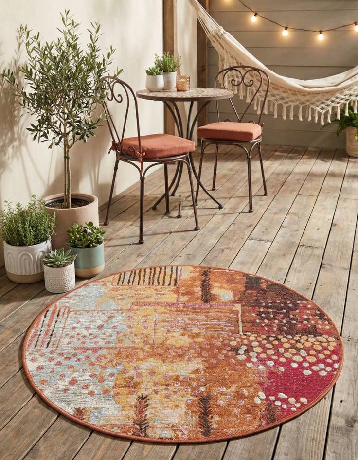 Detail image of 2' 7 x 2' 7  Washable Modern Indoor / Outdoor Round Rug